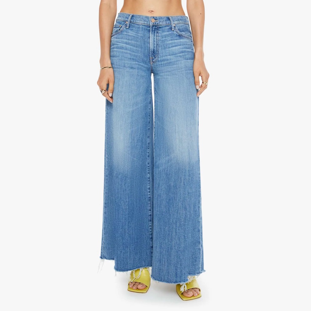 Mother Swisher Sneak Fray Wide Leg Jeans Boogie Down